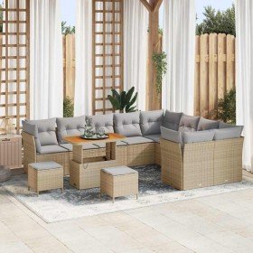 Conjunto de sofá de jardín con cojín 12 pcs beige y gris claro