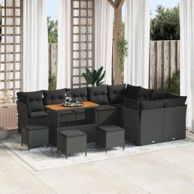Conjunto de sofá de jardín 13 pcs Negro 110 x 55 x 71 cm