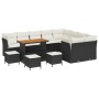 Conjunto de sofá de jardín con cojín 13 pcs Negro y crema