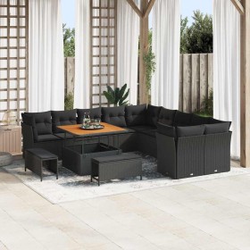 Conjunto de sofá de jardín 13 pcs Negro 100 x 100 x 71 cm