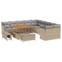Conjunto de sofá de jardín con cojín 13 pcs beige y gris claro