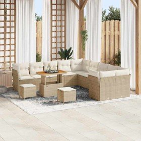 Conjunto de sofá de jardín 13 pcs beige y crema 90 x 55 x 71 cm