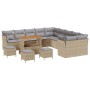 Conjunto de sofá de jardín con cojín 14 pcs beige y gris claro