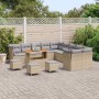 Conjunto de sofá de jardín con cojín 14 pcs beige y gris claro