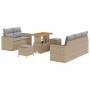 Conjunto de sofá de jardín con cojín 8 pcs beige y gris claro
