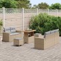 Conjunto de sofá de jardín con cojín 8 pcs beige y gris claro