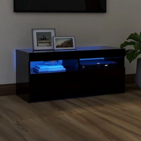 Mueble de TV con luces LED negro 90x35x40 cm de vidaXL, Muebles TV - Ref: Foro24-804383, Precio: 74,54 €, Descuento: %