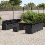 Conjunto de sofá de jardín Manual 11 pcs Negro 80 x 80 x 71 cm