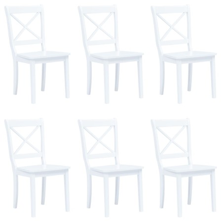 Sillas de comedor 6 unidades madera maciza de caucho blanco