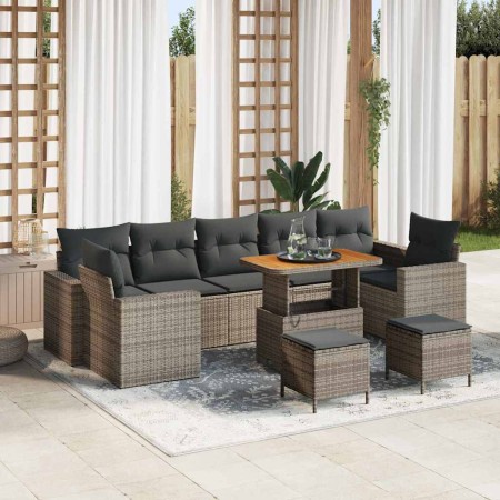 Conjunto de sofá de jardín Manual 10 pcs Gris 90 x 55 x 71 cm
