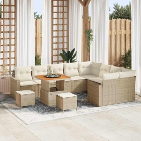 Conjunto de sofá de jardín 12 pcs beige y crema 80 x 80 x 71 cm