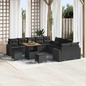 Conjunto de sofá de jardín 13 pcs Negro 80 x 80 x 71 cm