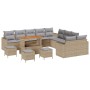 Conjunto de sofá de jardín con cojín 14 pcs beige y gris claro