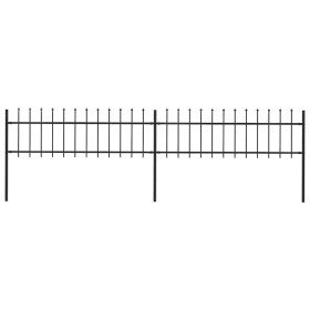 Valla de jardín con punta de lanza de acero 359x60 cm negra