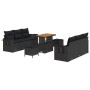 Conjunto de sofá de jardín Manual 9 pcs Negro 90 x 55 x 71 cm