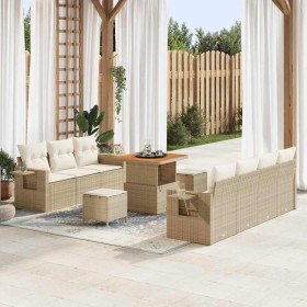 Conjunto de sofá de jardín 10 pcs beige y crema 80 x 80 x 71 cm