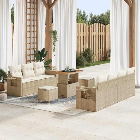 Conjunto de sofá de jardín 10 pcs beige y crema 90 x 55 x 71 cm