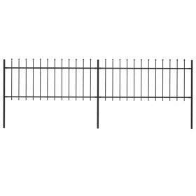 Valla de jardín con punta de lanza de acero 359x80 cm negra