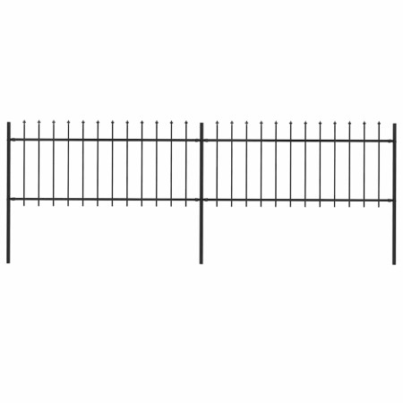 Valla de jardín con punta de lanza de acero 359x80 cm negra
