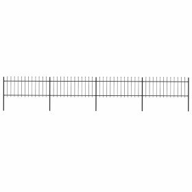 Valla de jardín con punta de lanza de acero 714,5x80 cm negra