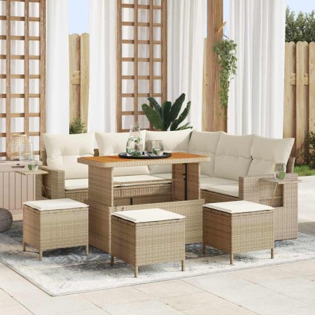 Conjunto de sofá de jardín 9 pcs beige y crema 110 x 55 x 71 cm