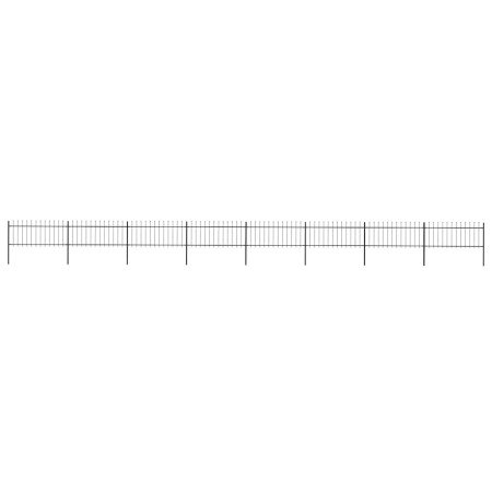 Valla de jardín con punta de lanza de acero 1426x80 cm negra