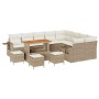 Conjunto de sofá de jardín con cojín 13 pcs beige y crema