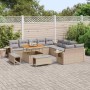 Conjunto de sofá de jardín 13 pcs Beige Poliratán