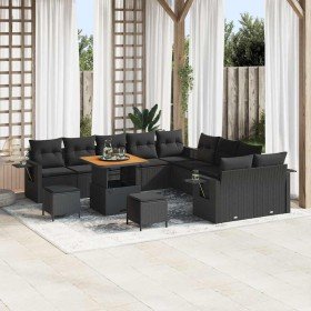 Conjunto de sofá de jardín 13 pcs Negro Poliratán Conjunto de sofá de jardín 13 pcs Negro Poliratán