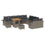 Conjunto de sofá de jardín 13 pcs Gris Poliratán