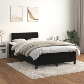 Cama box spring con colchón terciopelo negro 120x200 cm