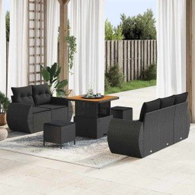 Conjunto de sofá de jardín Manual 8 pcs Negro 80 x 80 x 71 cm