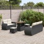 Conjunto de sofá de jardín 8 pcs Negro y crema 90 x 55 x 71 cm