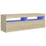 Mueble de TV con luces LED roble Sonoma 120x35x40 cm de vidaXL, Muebles TV - Ref: Foro24-804376, Precio: 83,10 €, Descuento: %