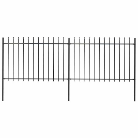 Valla de jardín con puntas de lanza acero negro 3,4x1,2 m