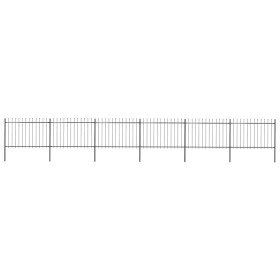 Valla de jardín con punta de lanza de acero 1070x120 cm negra