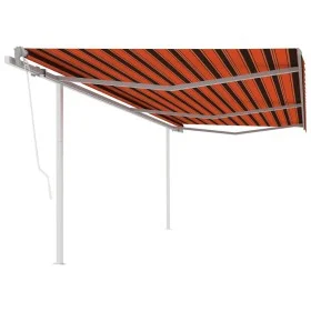 Automatic retractable awning with orange and brown posts, 6x3.5 m. by vidaXL, Awnings - Ref: Foro24-3070090, Price: 909,70 €,...