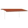 Automatic retractable awning with orange and brown posts, 6x3.5 m. by vidaXL, Awnings - Ref: Foro24-3070090, Price: 909,70 €,...