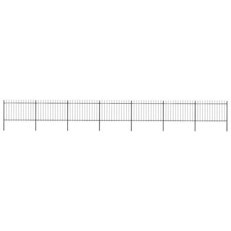 Valla de jardín con punta de lanza de acero 1248x120 cm negra