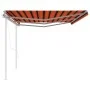 Automatic retractable awning with orange and brown posts, 6x3.5 m. by vidaXL, Awnings - Ref: Foro24-3070090, Price: 909,70 €,...
