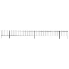 Valla de jardín con punta de lanza de acero 1426x120 cm negra