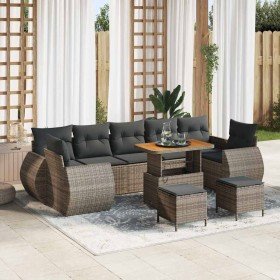 Conjunto de sofá de jardín Manual 10 pcs Gris 90 x 55 x 71 cm