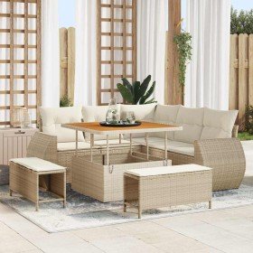 Conjunto de sofá de jardín con cojín 8 pcs beige y crema Conjunto de sofá de jardín con cojín 8 pcs beige y crema