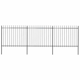 Valla de jardín con punta de lanza de acero 537x150 cm negra