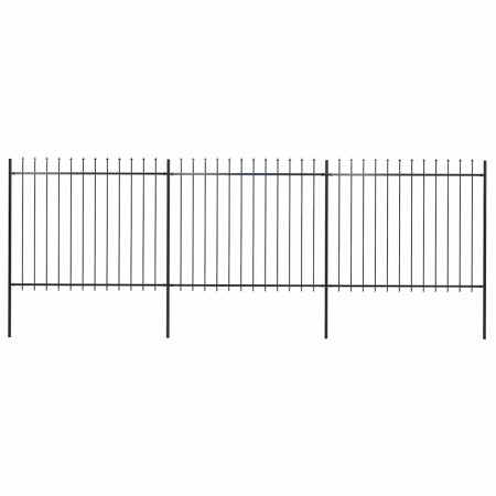 Valla de jardín con punta de lanza de acero 537x150 cm negra