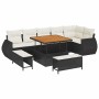 Conjunto de sofá de jardín con cojín 9 pcs Negro y crema