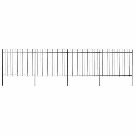 Valla de jardín con punta de lanza de acero 714,5x150 cm negra