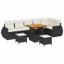 Conjunto de sofá de jardín 9 pcs Negro y crema 80 x 80 x 71 cm