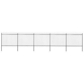 Valla de jardín con punta de lanza de acero 892,5x150 cm negra