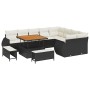 Conjunto de sofá de jardín con cojín 12 pcs Negro y crema